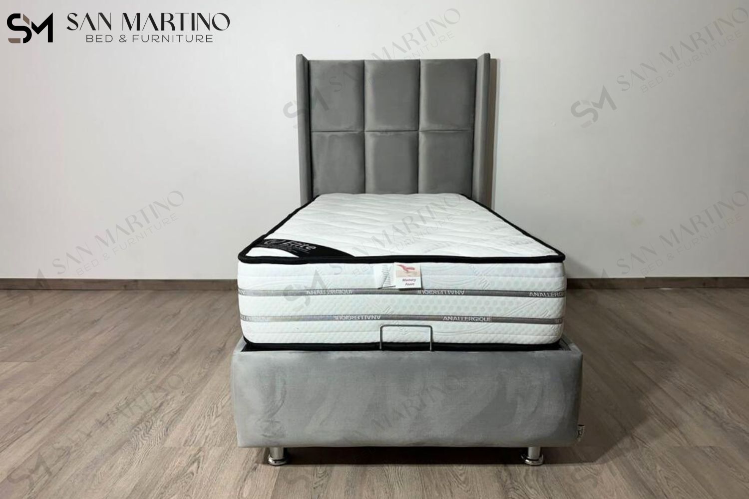 Lit Coffre Enfant RIO GRIS - Velours