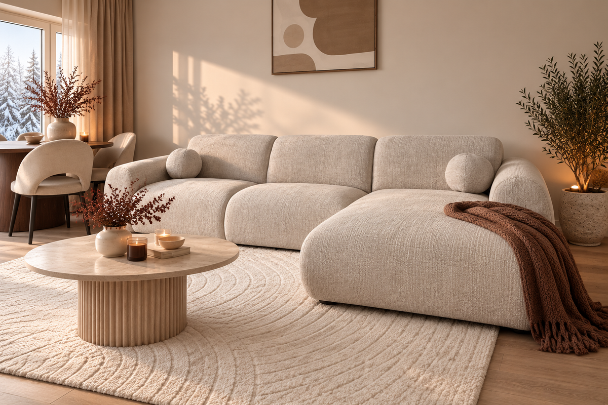 Canapé d'angle Cloud Tissu Marbella Crème