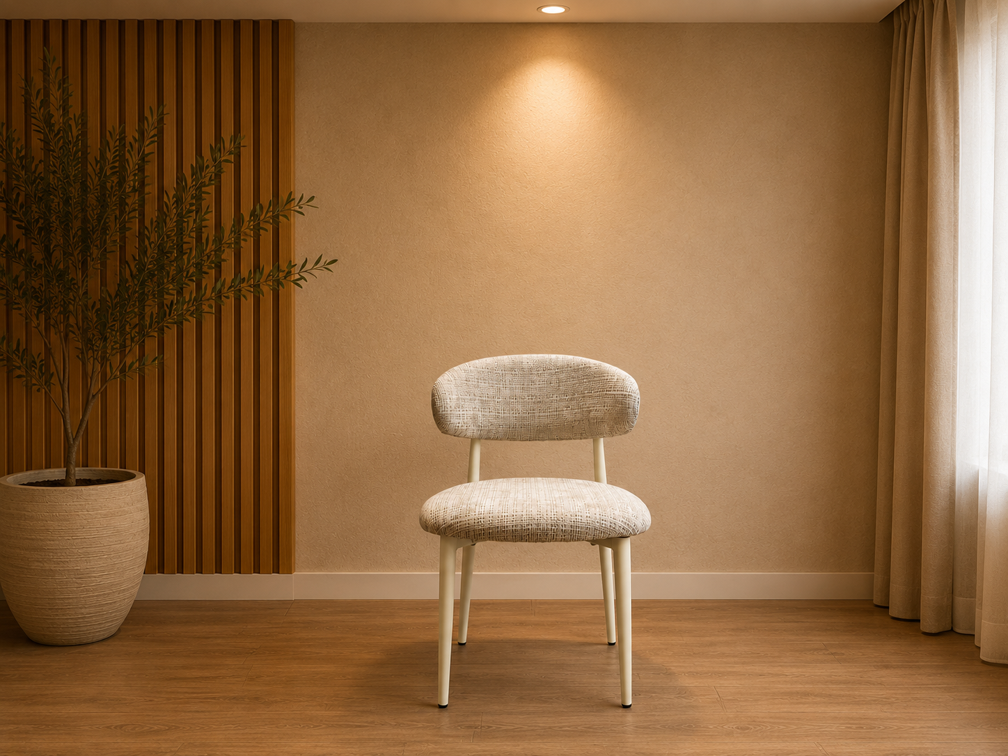 Chaise Bohème Noyer Marbella pied Beige