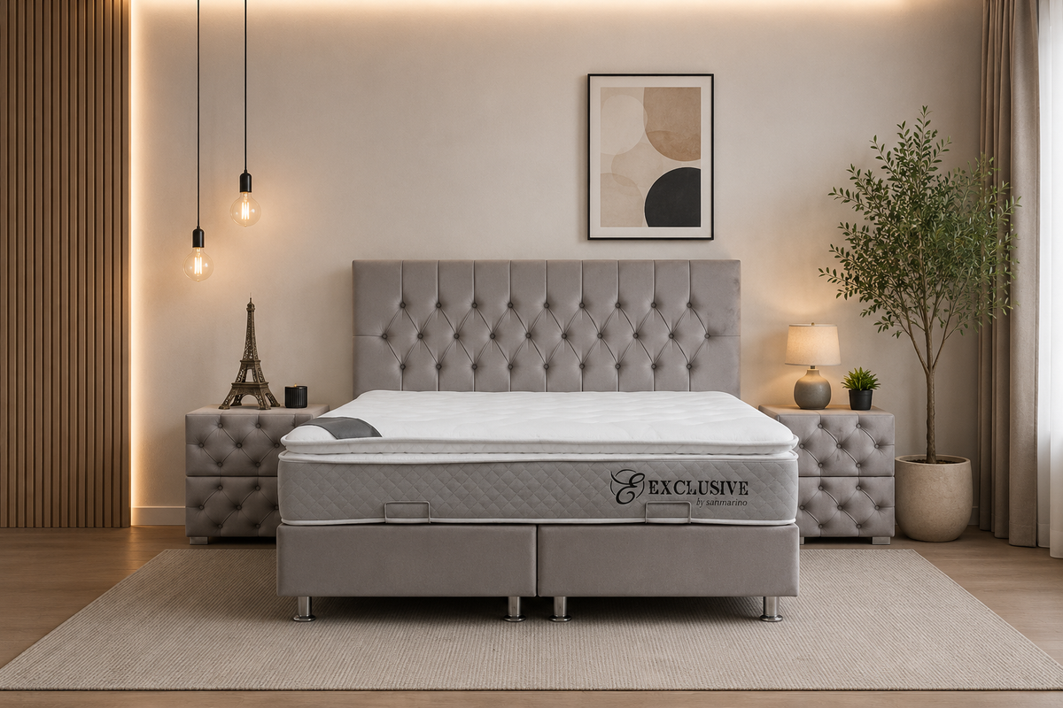 Lit Coffre HUGO GRIS - Velours