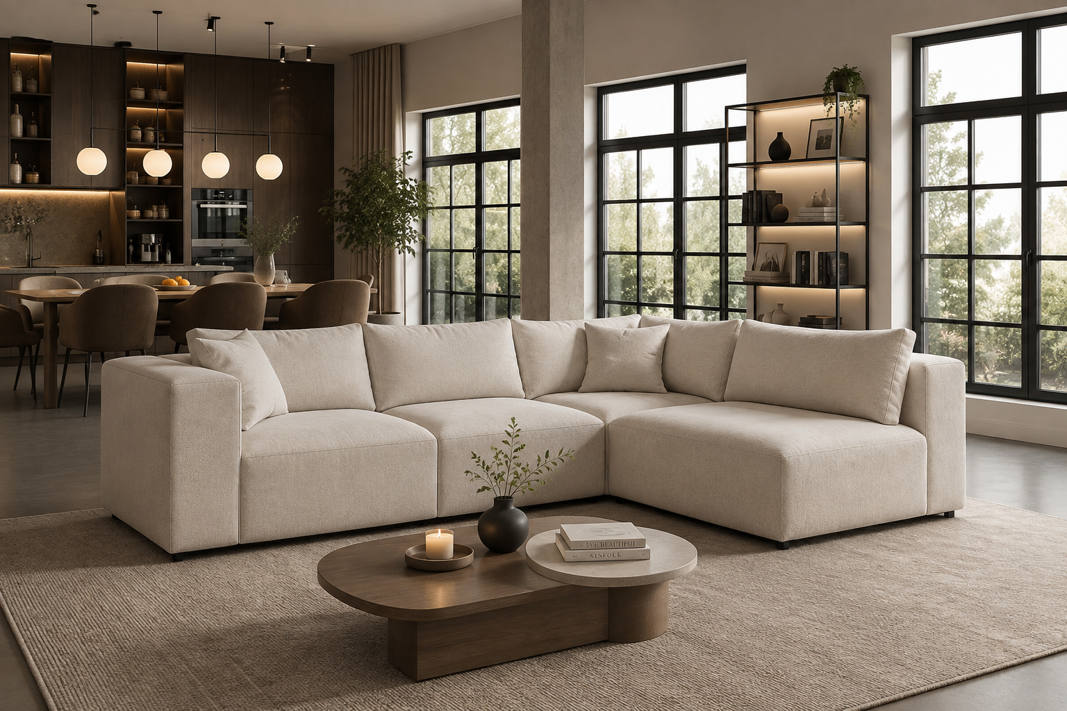 Canapé Azra Modulable Chenille Blanc cassé