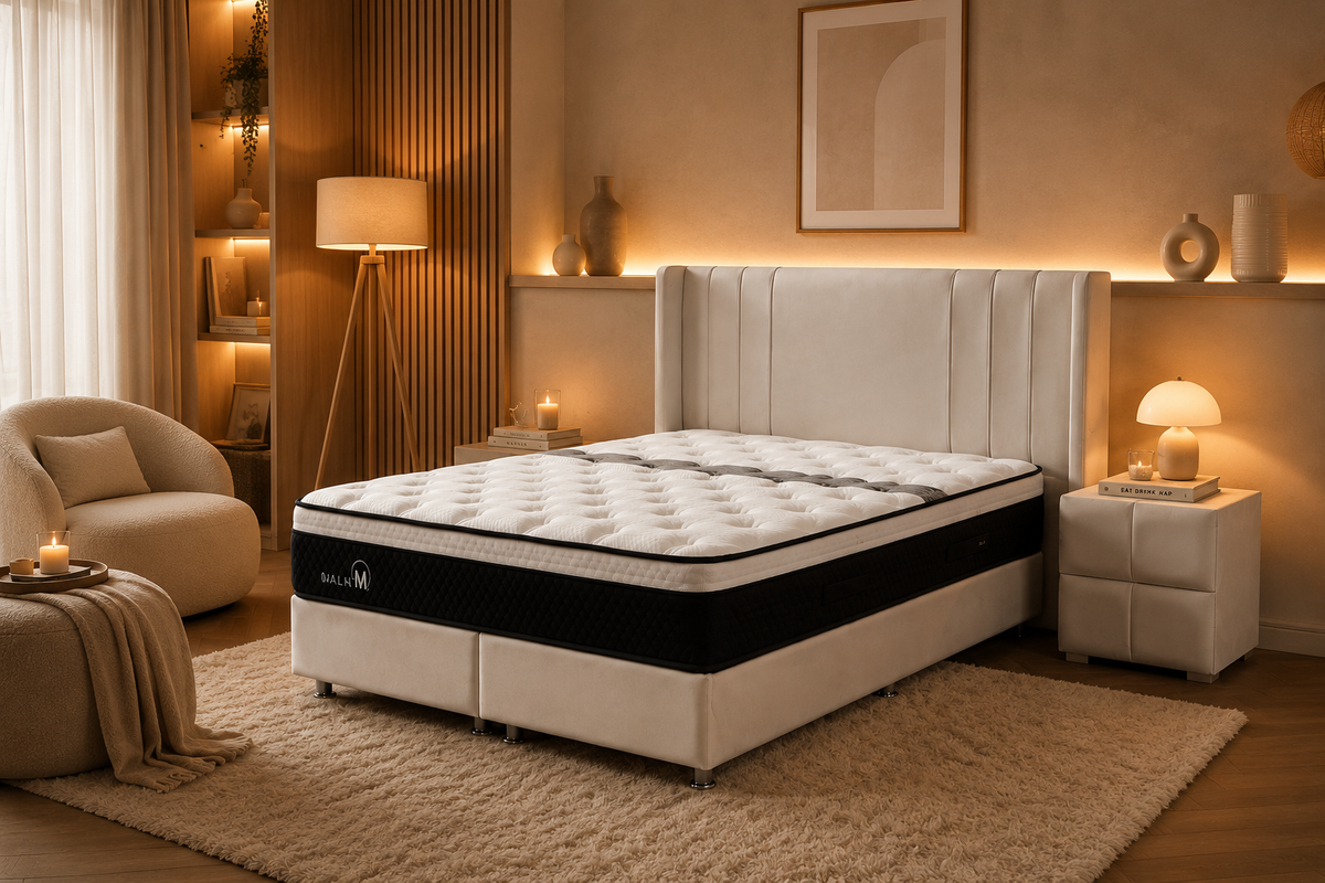 Lit Coffre ALMA BLANC CASSE - Velours