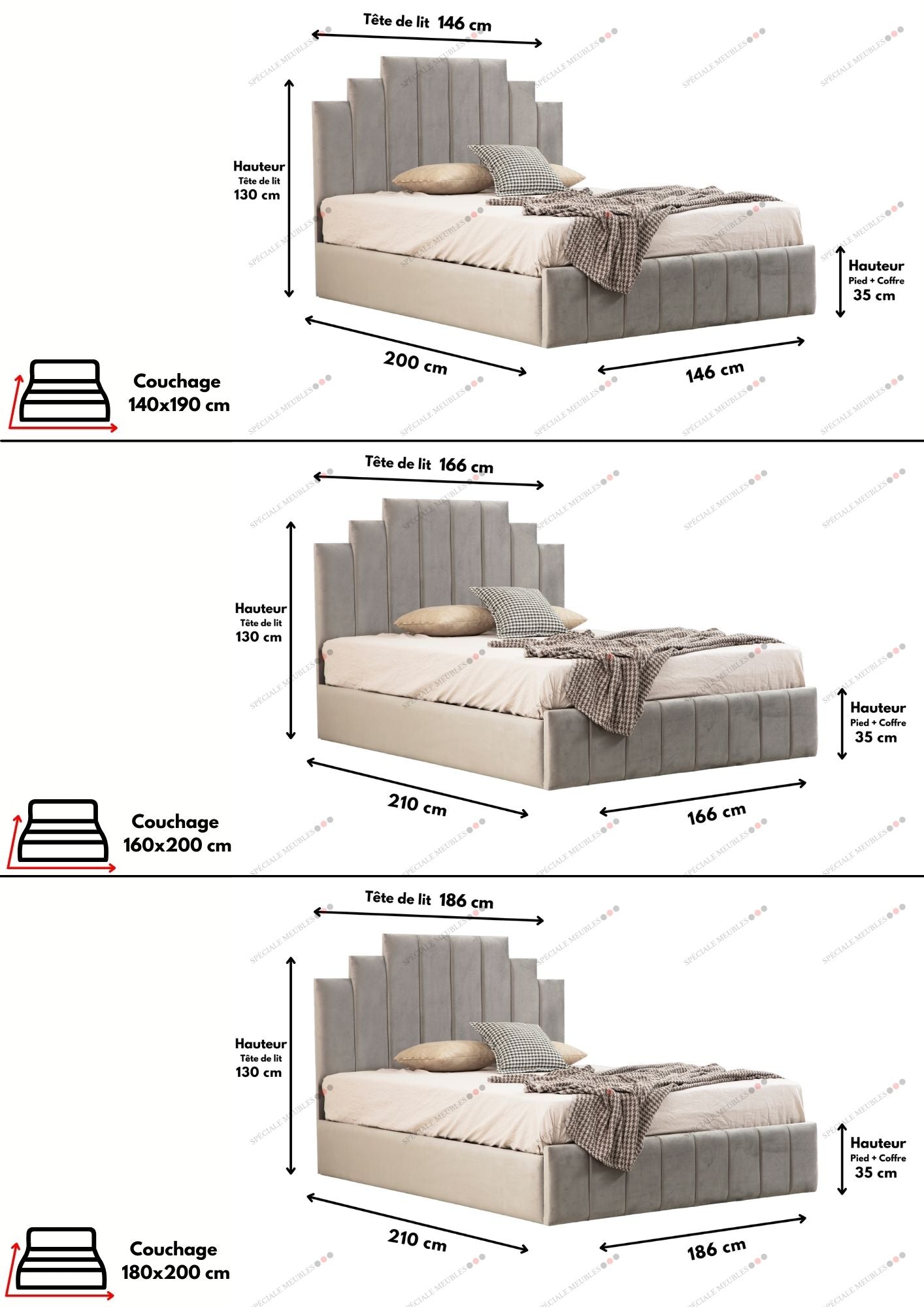 Cadre De Lit NATURA GRIS - Velours