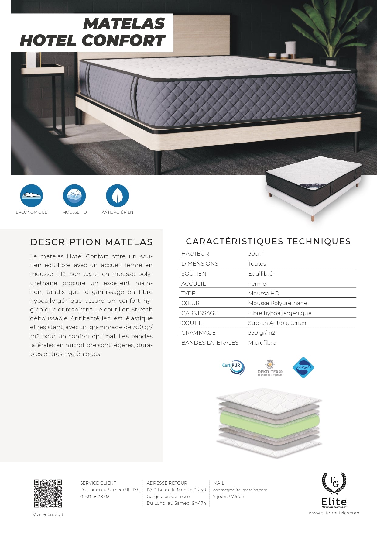 Matelas Élite Mousse ferme De Haute Qualité 140x190 – 160x200 – 180x200 | Épaisseur 30 cm – ÉLITE LUXE