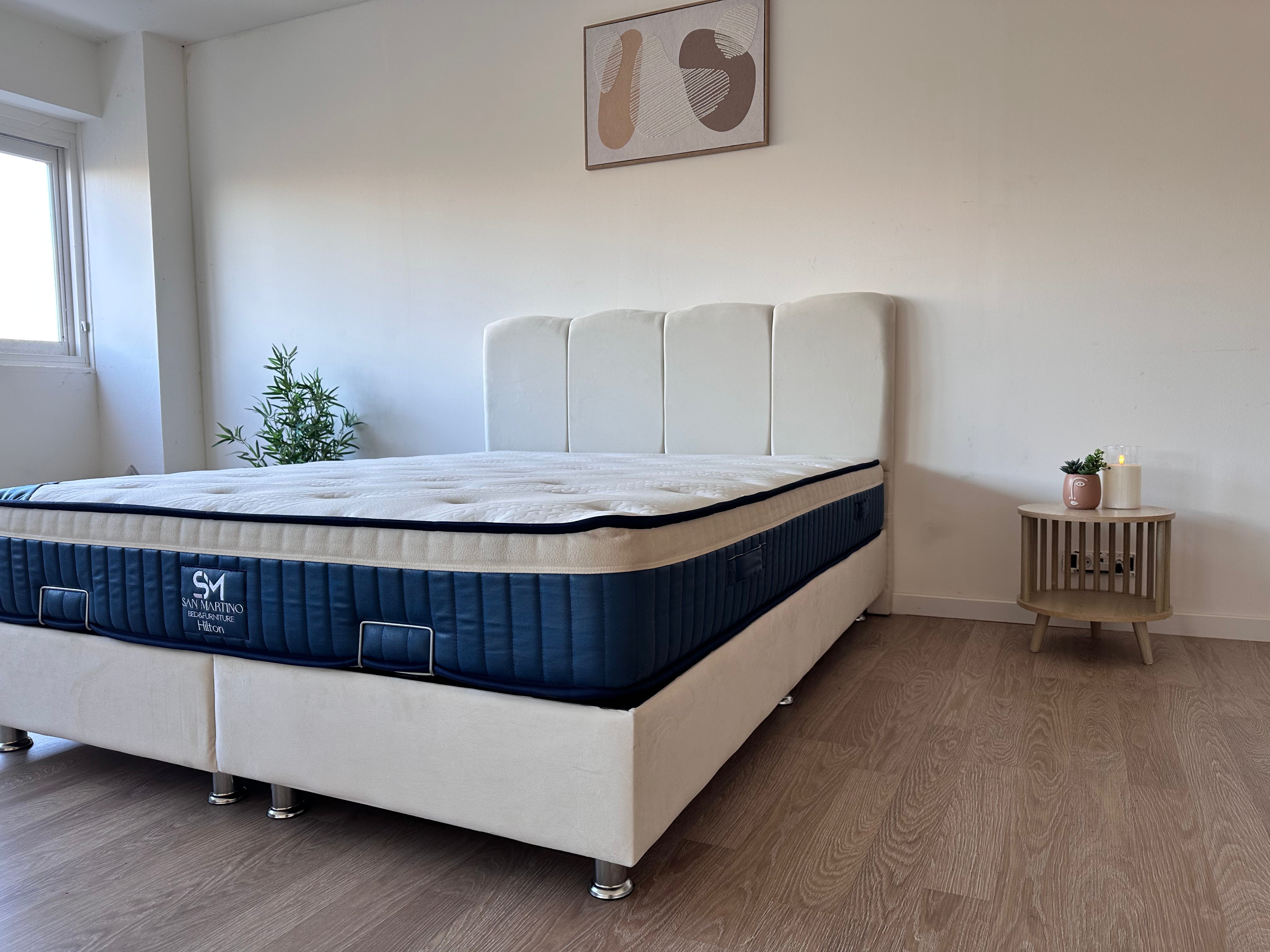 Lit Coffre CELIA BLANC CASSE - Velours