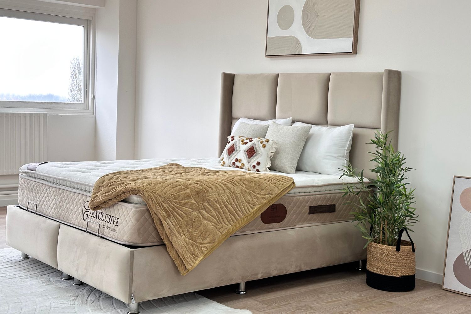 Lit Coffre RIO BEIGE - Velours