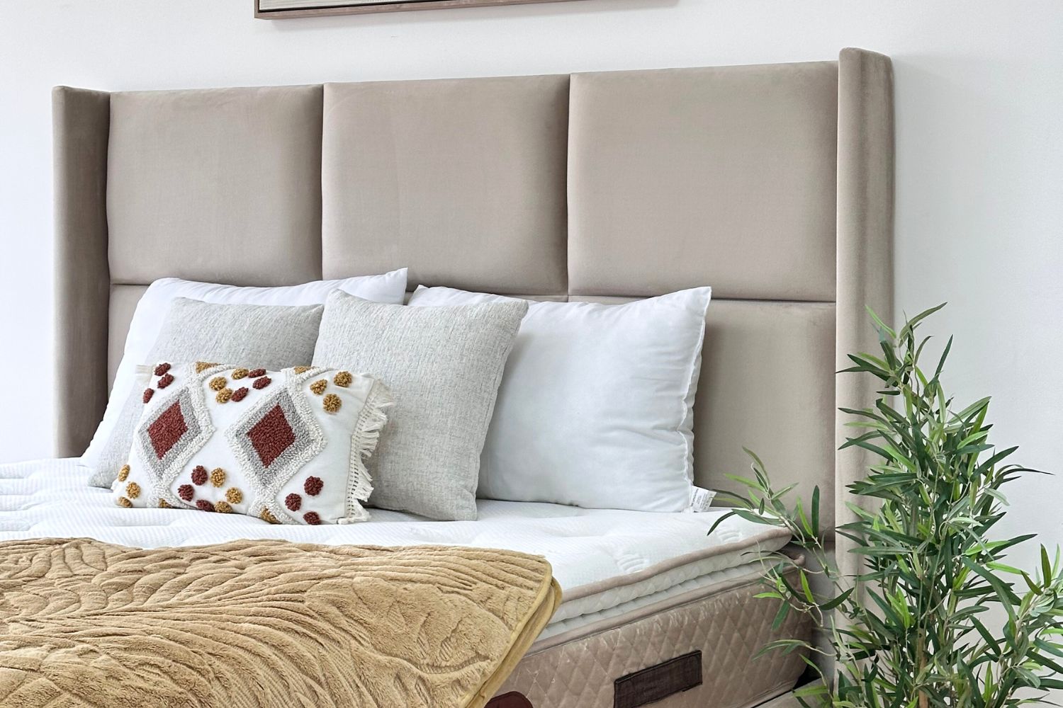 Lit Coffre RIO BEIGE - Velours