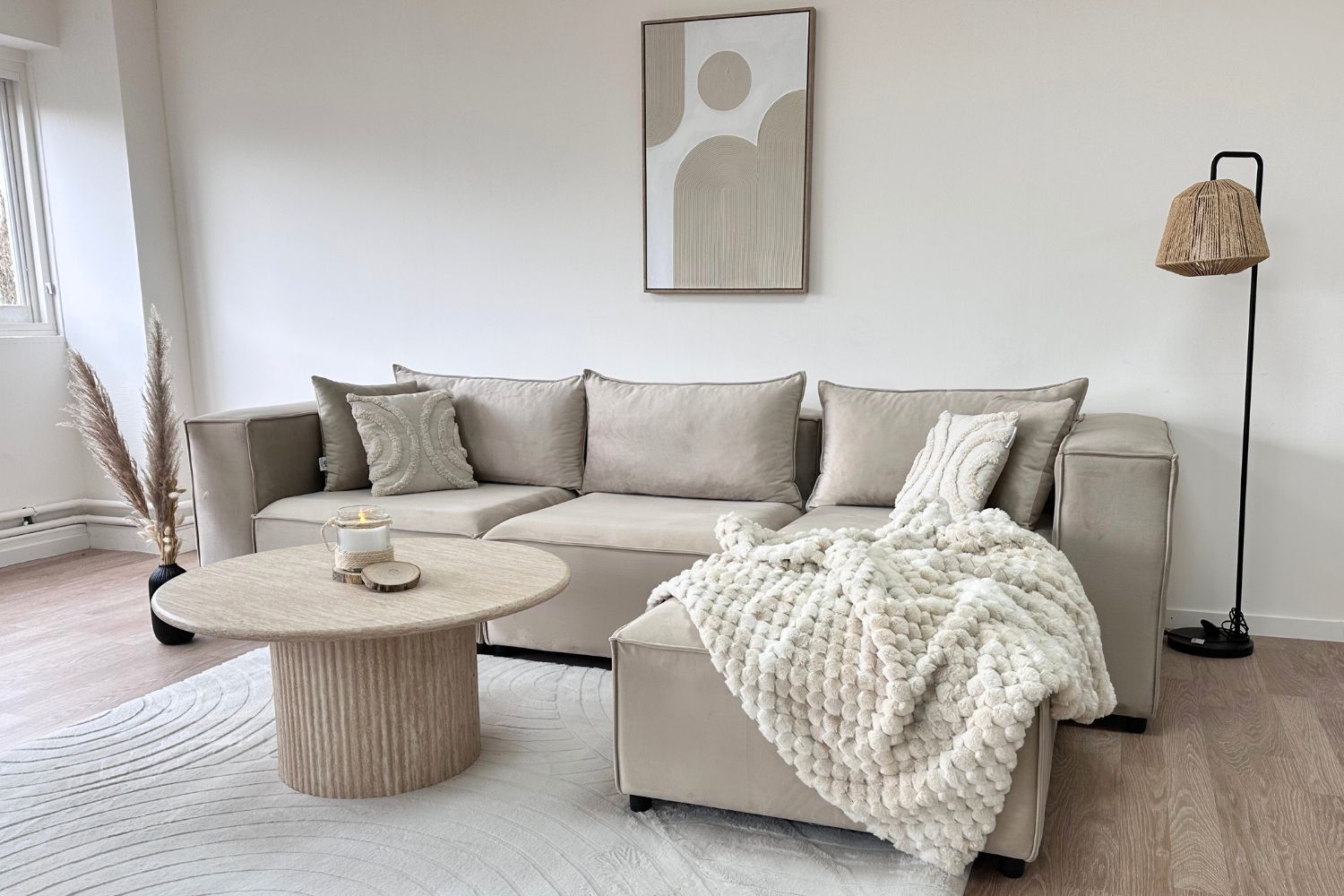 Canapé Elégance Velours Modulable 3+1 Pouf