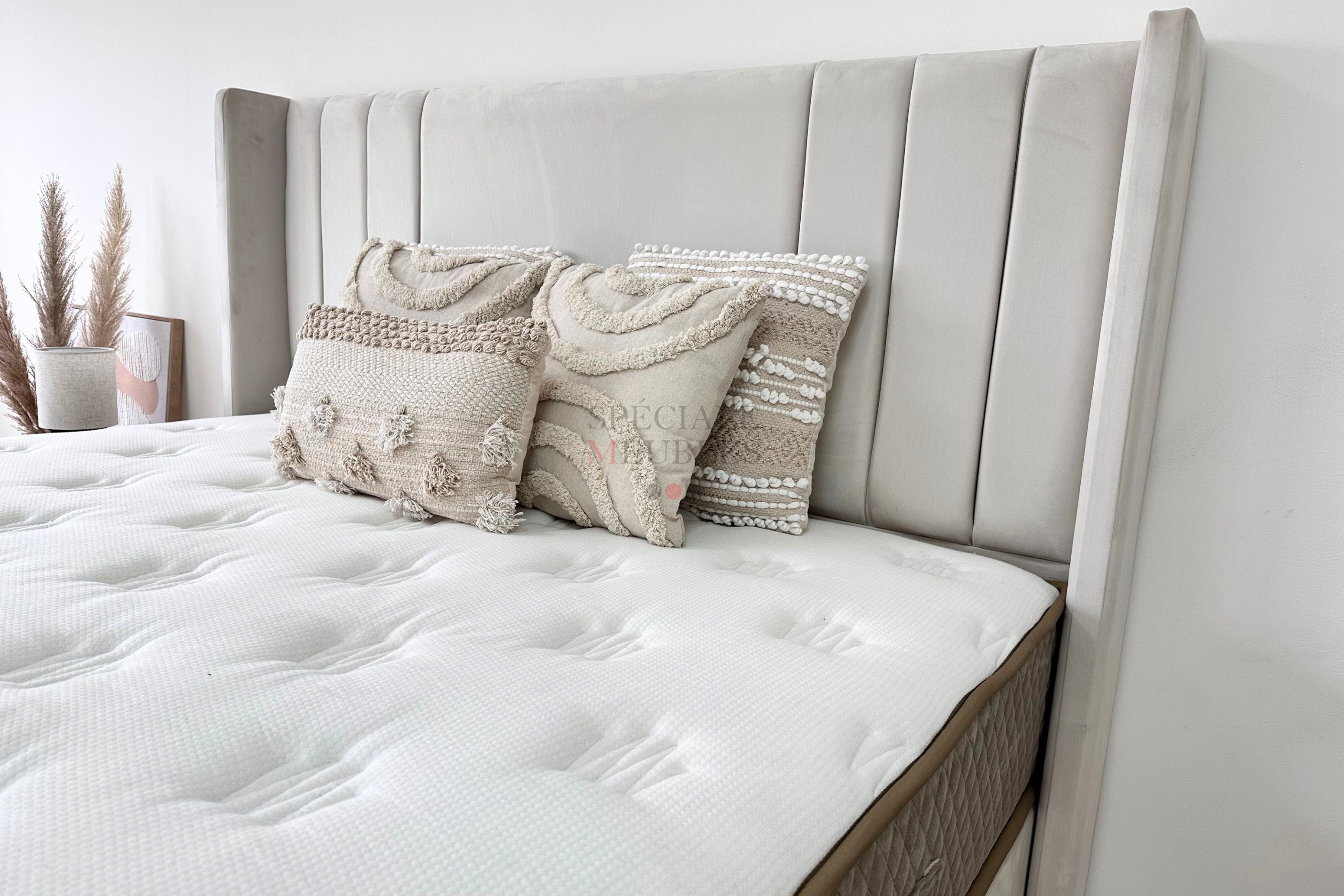 Lit Coffre ALMA BLANC CASSE - Velours