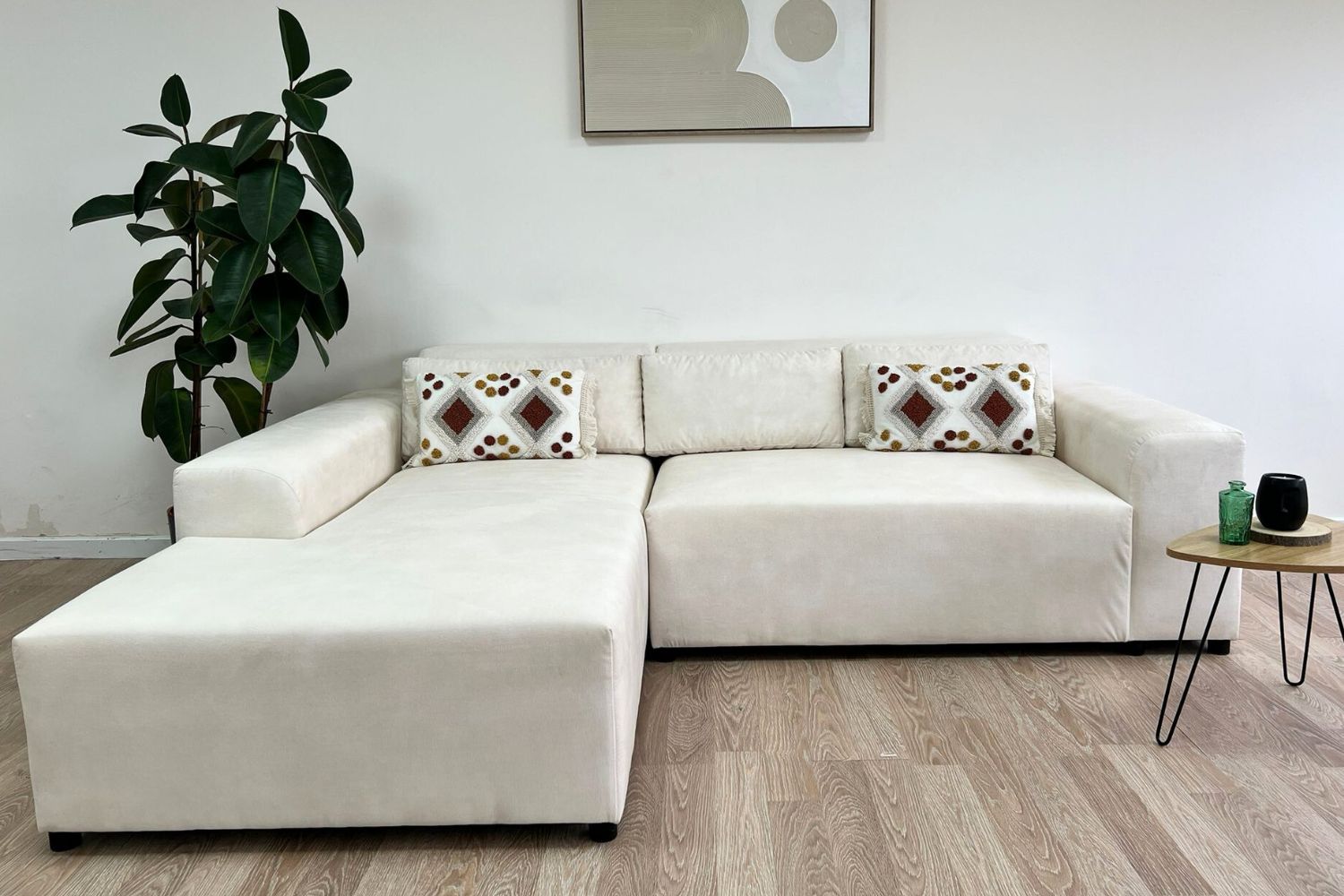 Canapé Moris Velours Beige Texturé