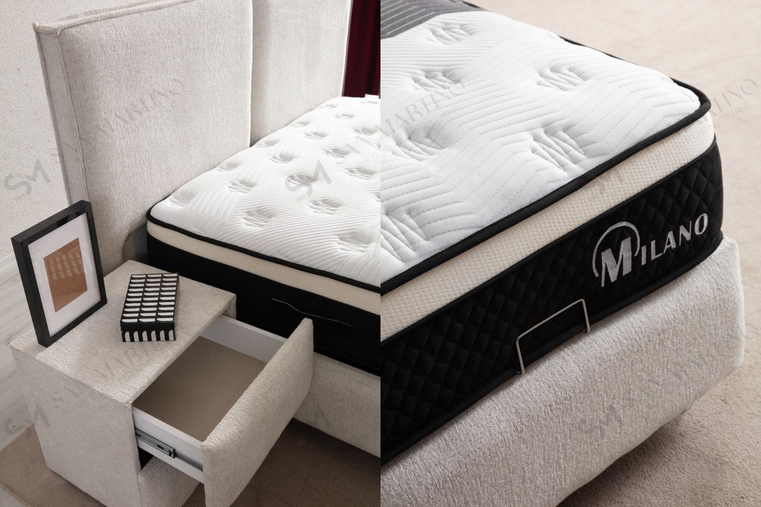 Lit Coffre MAYA BLANC CASSE - Chenille