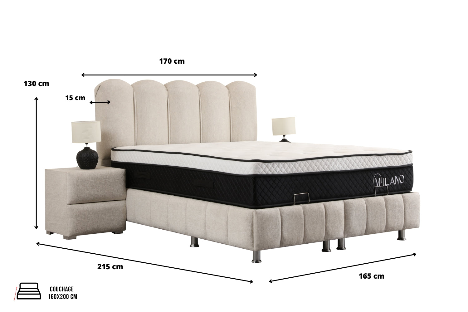 Lit Coffre EVA BLANC CASSE - Chenille