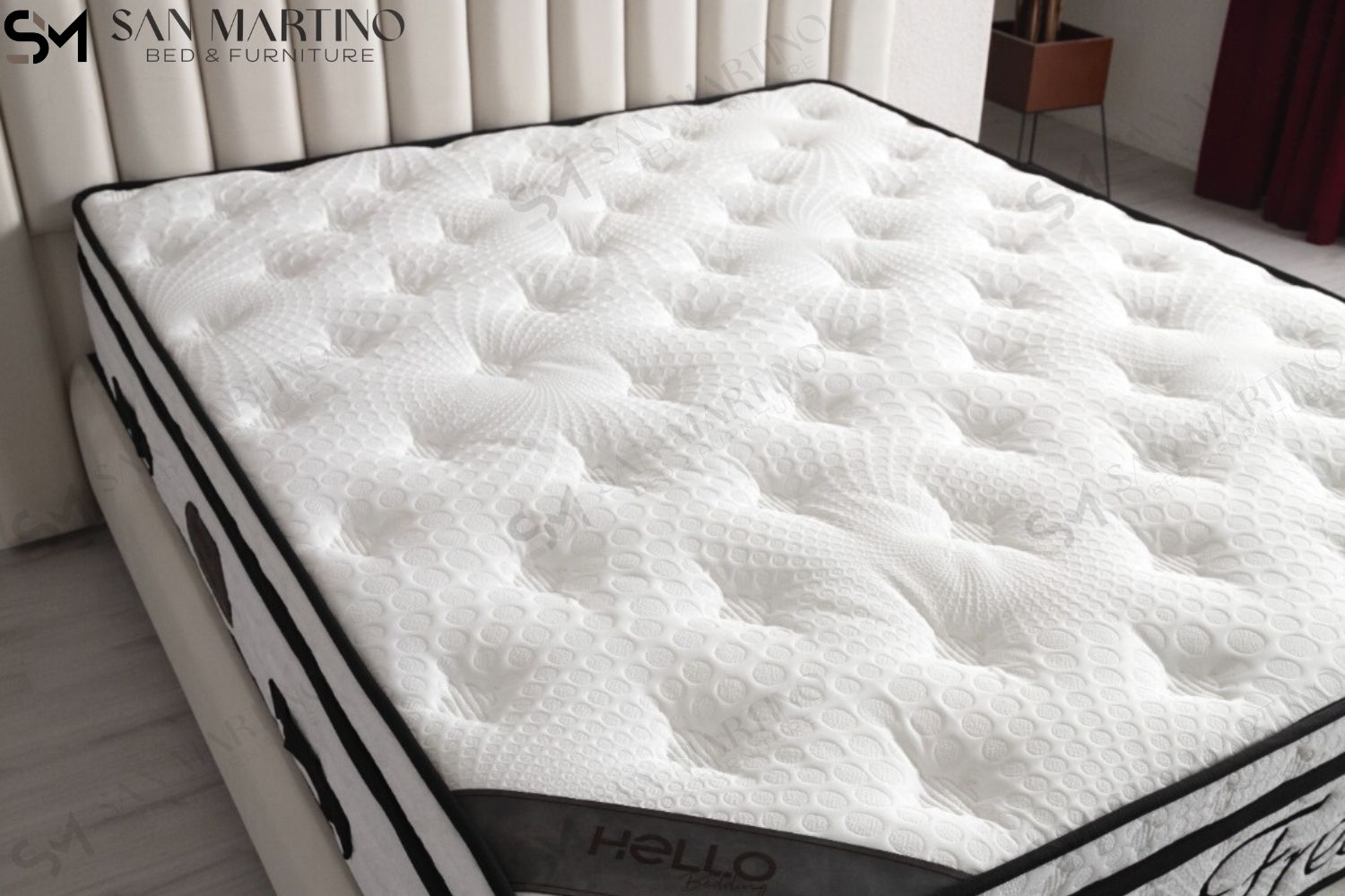 Lit Coffre ATHENA BLANC CASSE - VELOURS