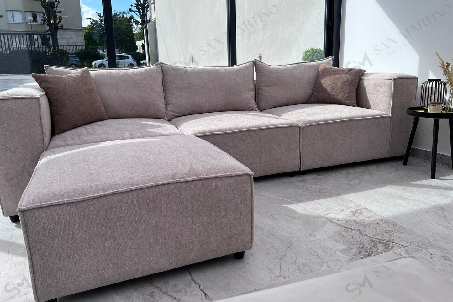 Canapé Elégance Laine Bouclée Modulable 3+1 Pouf