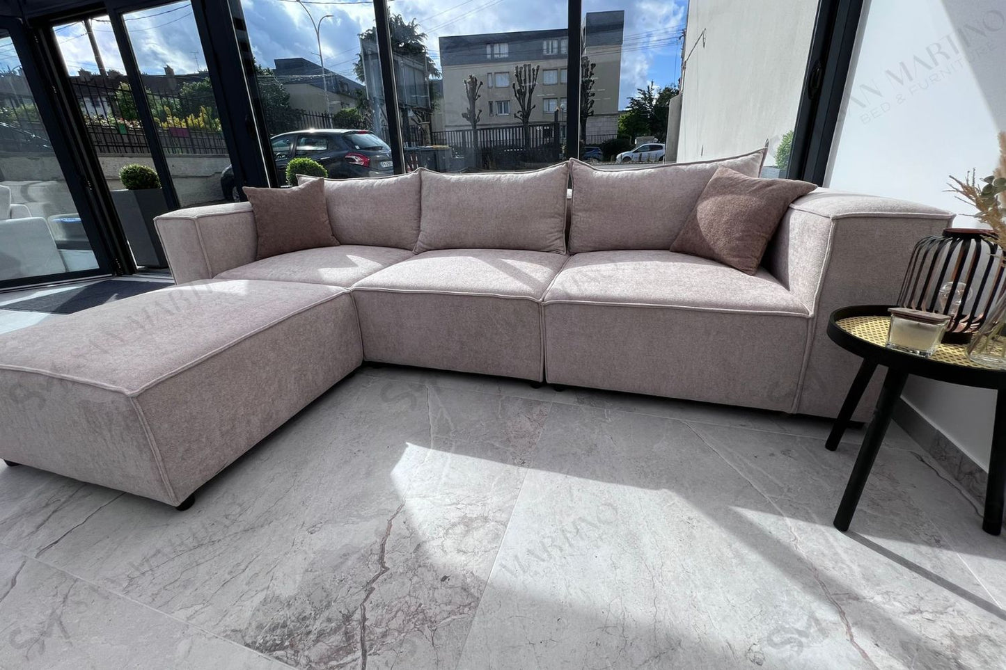 Canapé Elégance Laine Bouclée Modulable 3+1 Pouf