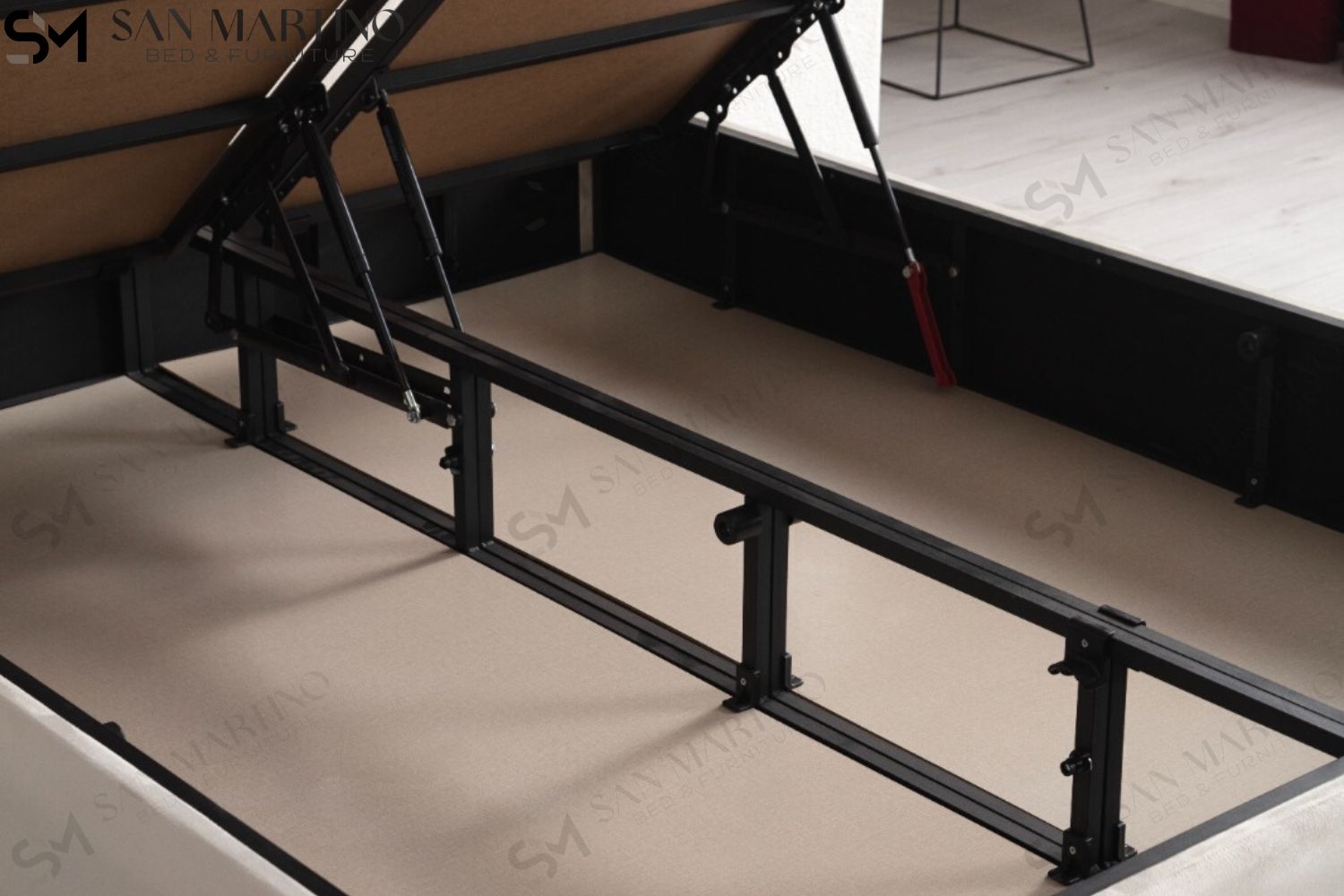 Lit Coffre PARMA BEIGE CLAIR - Velours