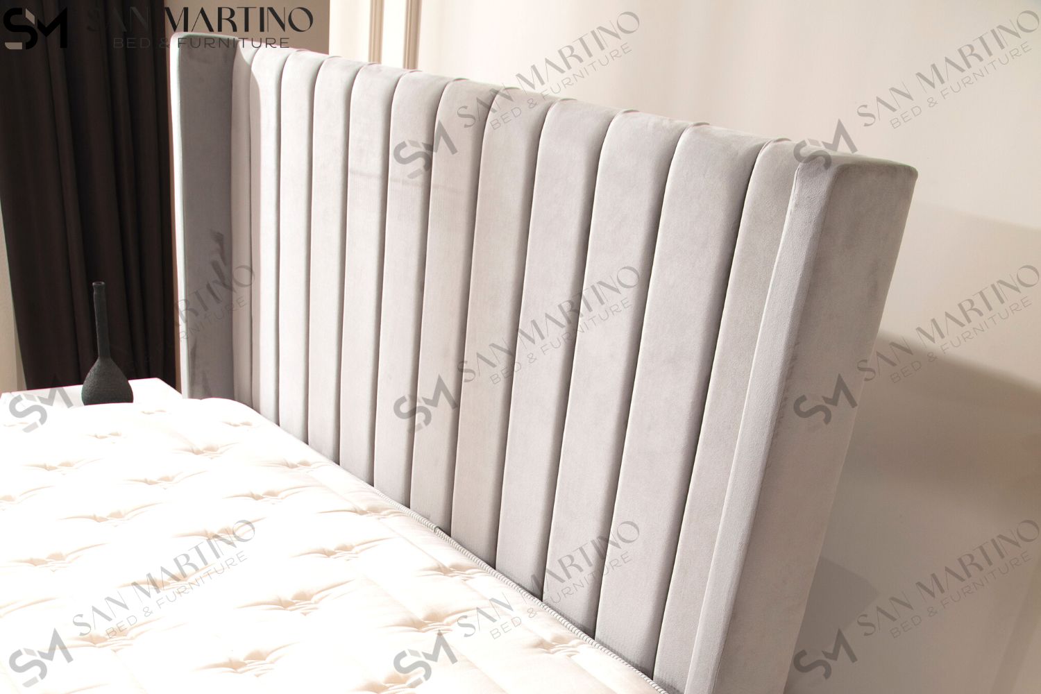 Lit Coffre TOKYO GRIS - Velours