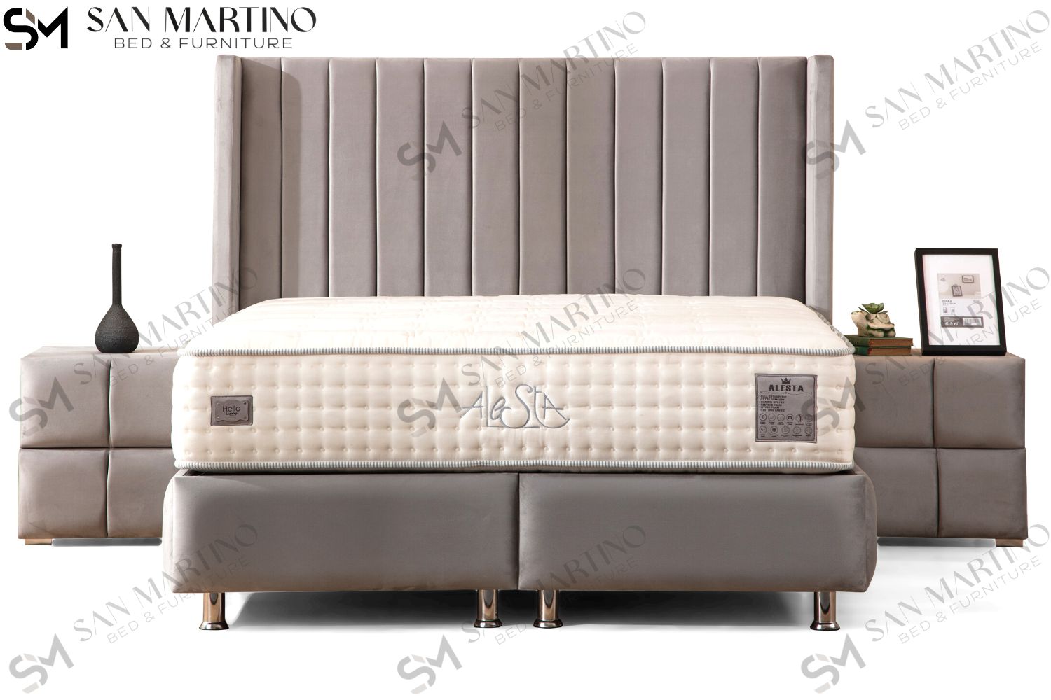 Lit Coffre TOKYO GRIS - Velours