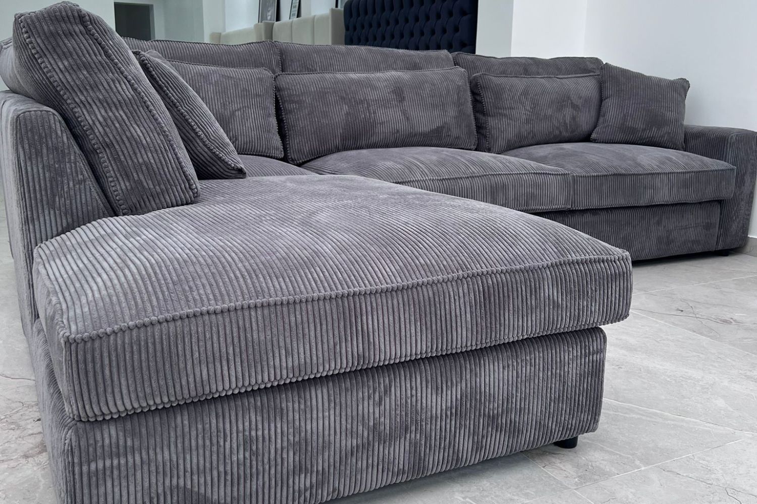 Canapé D'angle Lexus Côtelé Gris Anthracite
