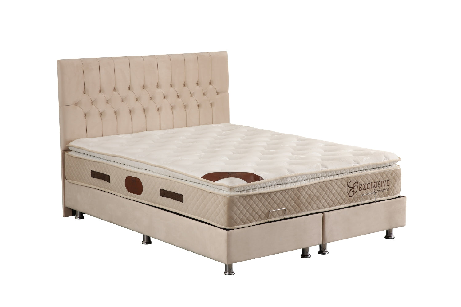 Lit Coffre HUGO BEIGE - Velours