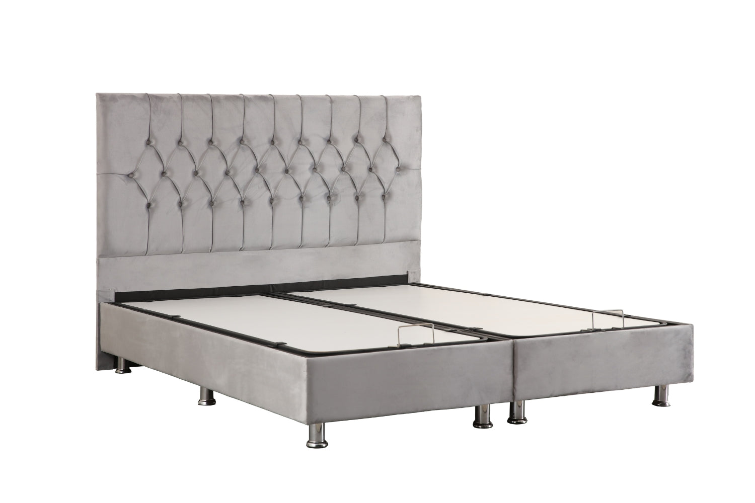 Lit Coffre HUGO GRIS - Velours