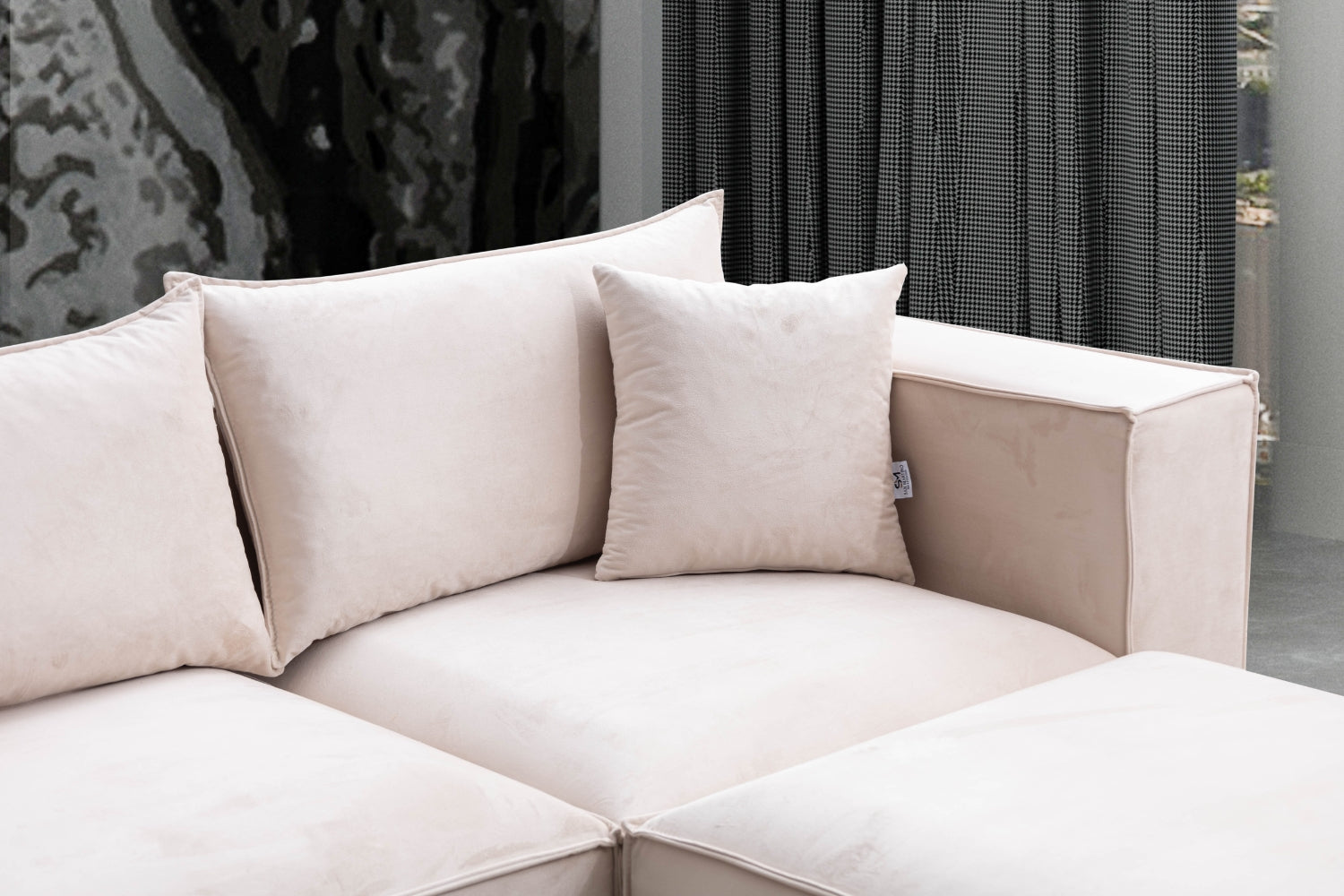 Canapé Elégance Velours Modulable 3+1 Pouf