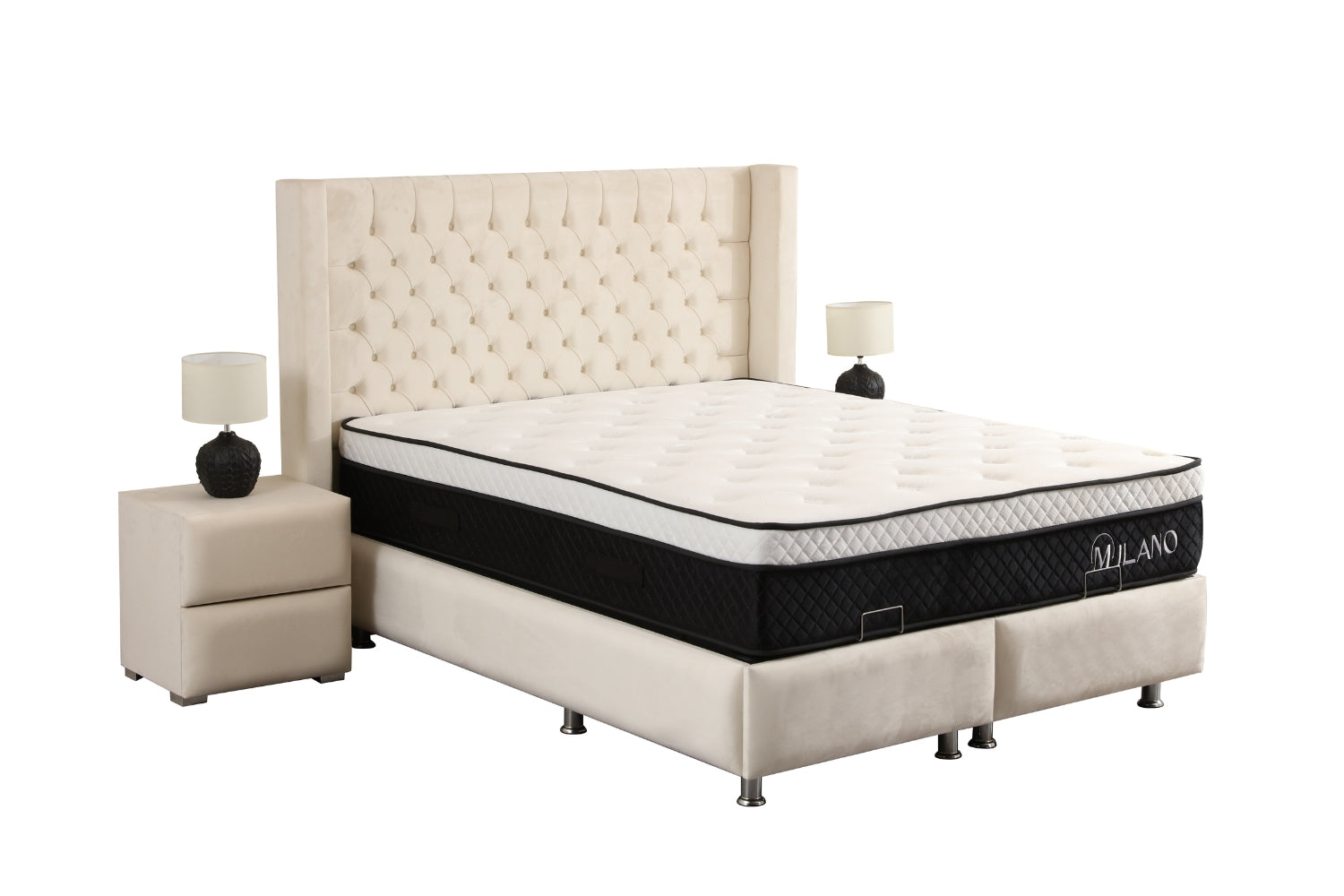 Lit Coffre BIANCA BLANC CASSE - Velours