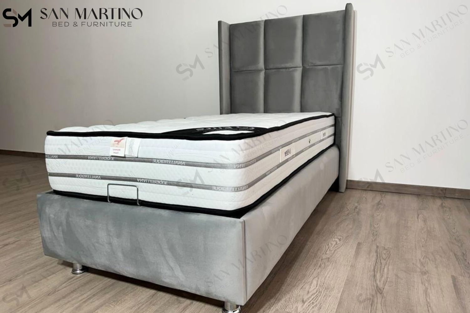 Lit Coffre Enfant RIO GRIS - Velours