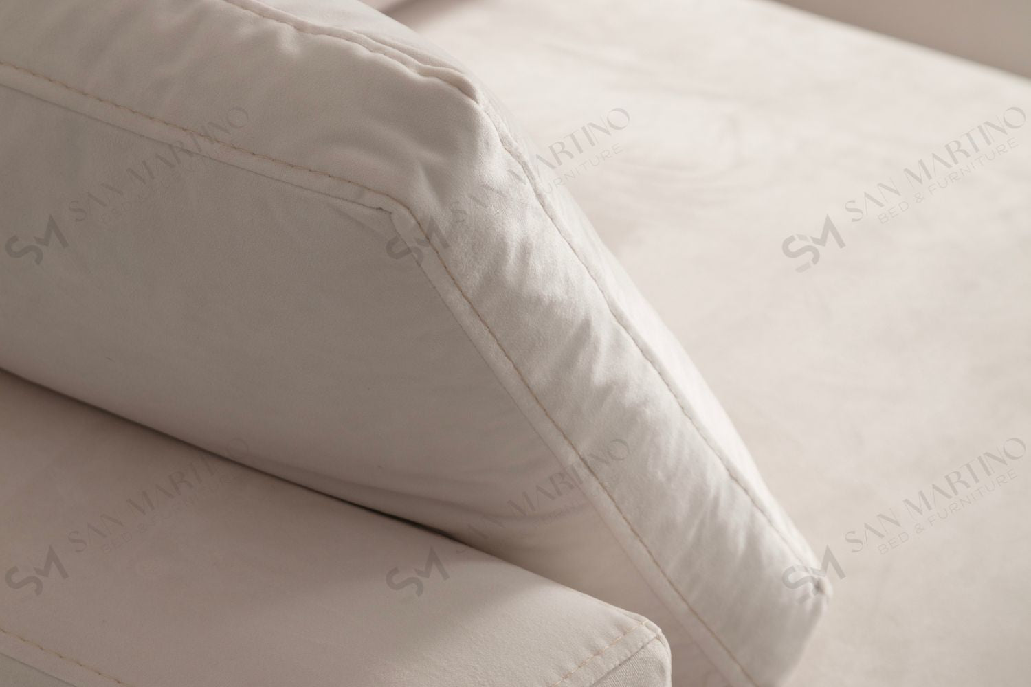Canapé Julia Modulable Velours Blanc cassé 4+1 Pouf