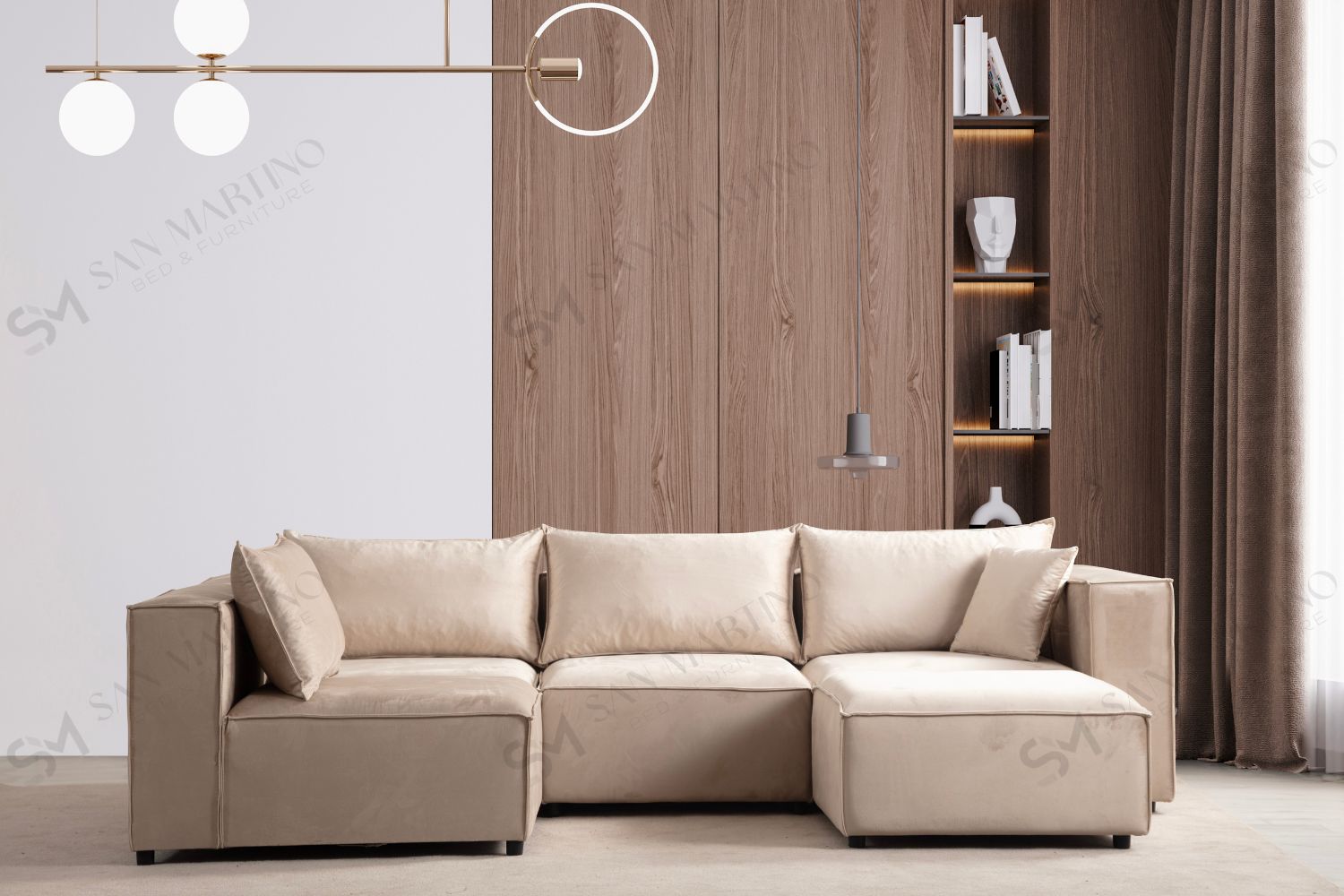 Canapé Elégance Velours Modulable 4+1 Pouf