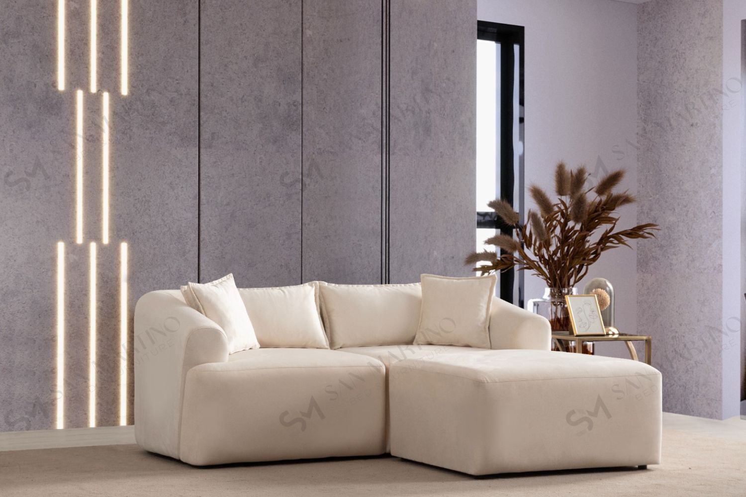 Canapé Mila Modulable Velours Blanc cassé