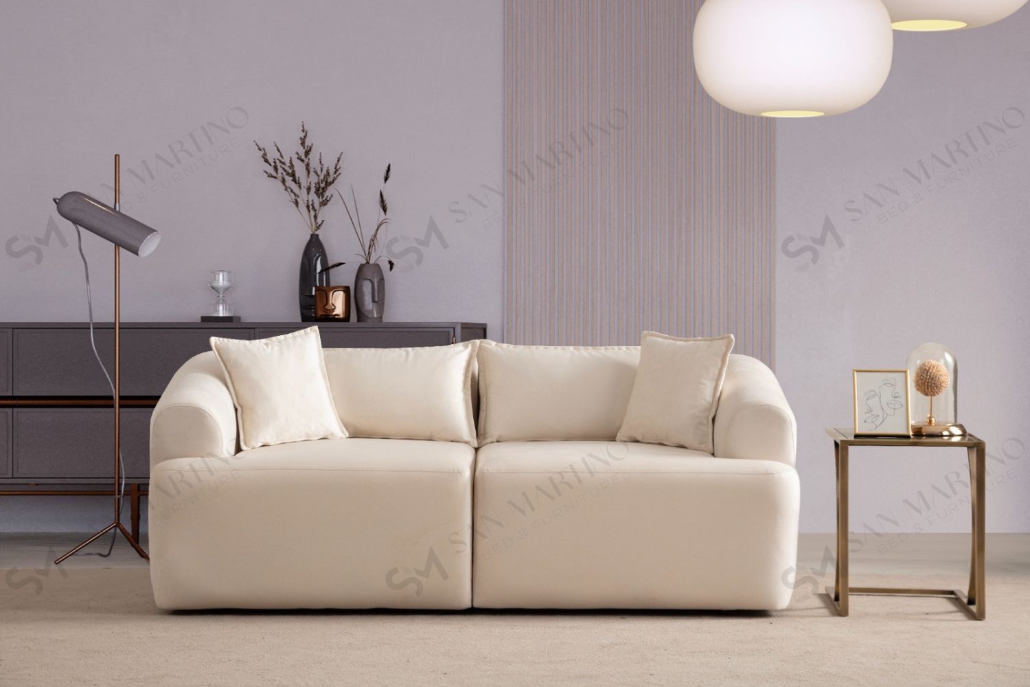 Canapé Mila Modulable Velours Blanc cassé