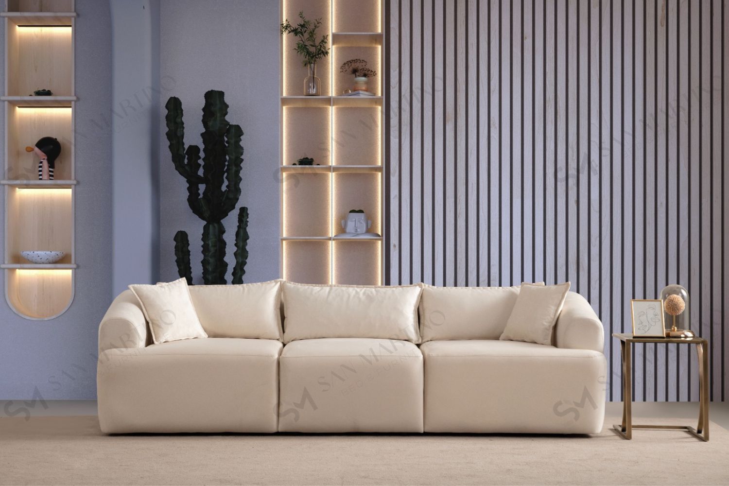 Canapé Mila Modulable Velours Blanc cassé