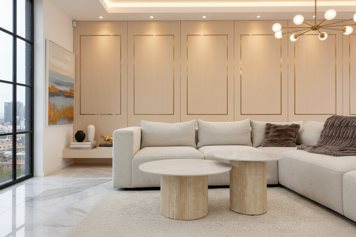 Table Basse Minali Effet Travertin