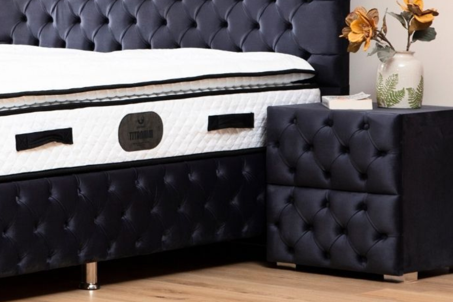 Chevet CAPITONNÉ Velours Gris Anthracite