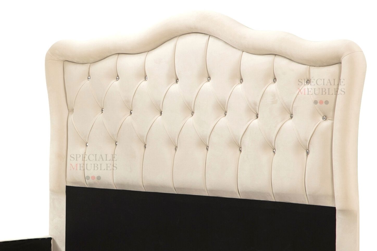 Cadre De Lit VENISE BLANC CASSE - Velours captionné strass