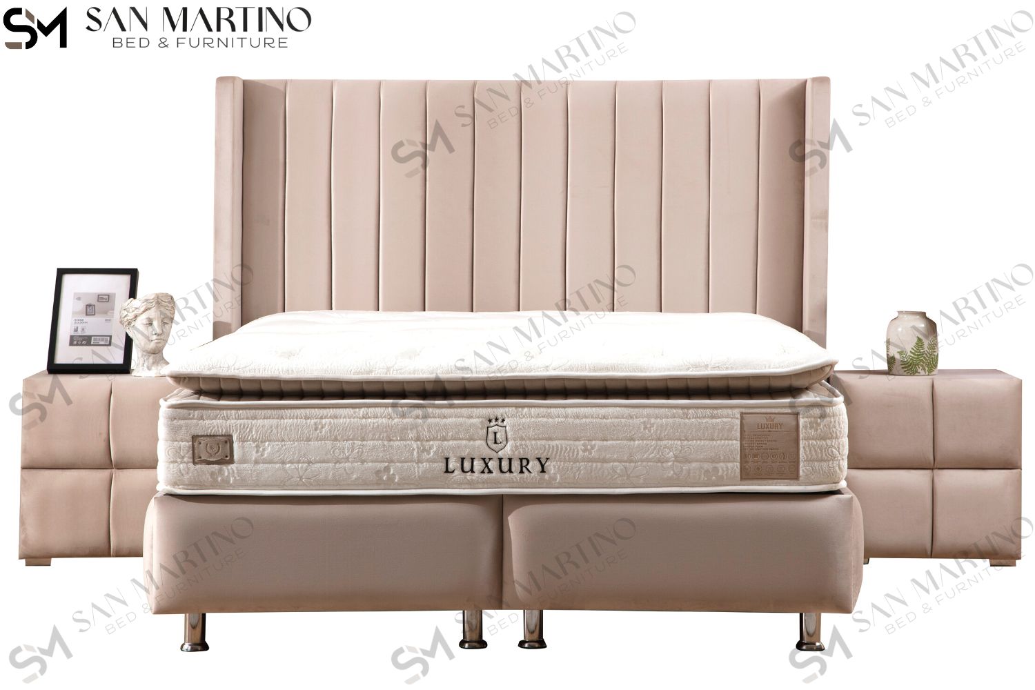 Lit Coffre TOKYO BEIGE - Velours