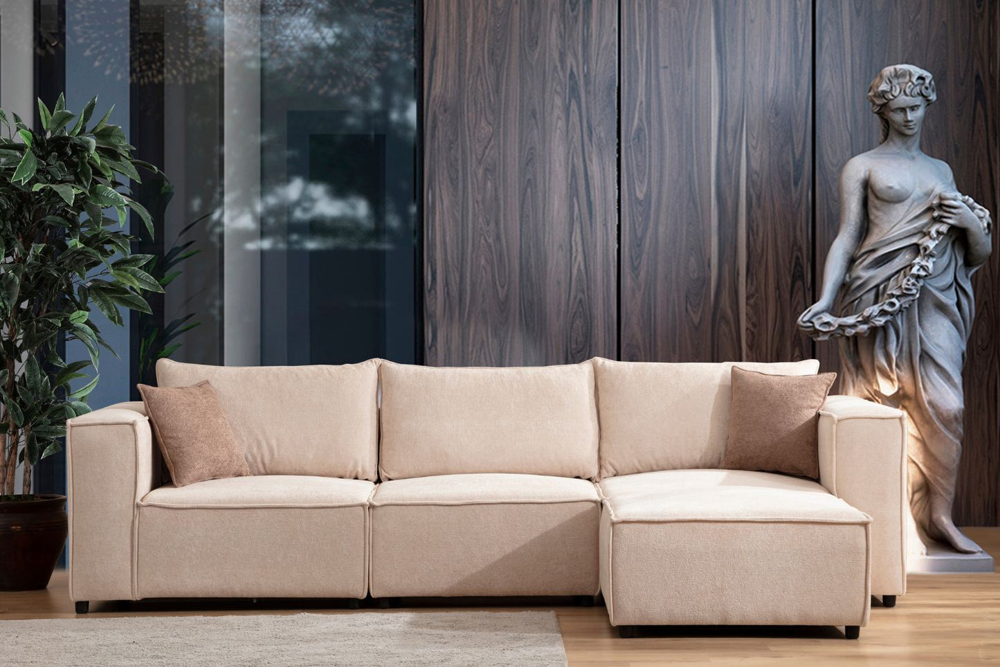 Canapé Elégance Laine Bouclée Modulable 3+1 Pouf