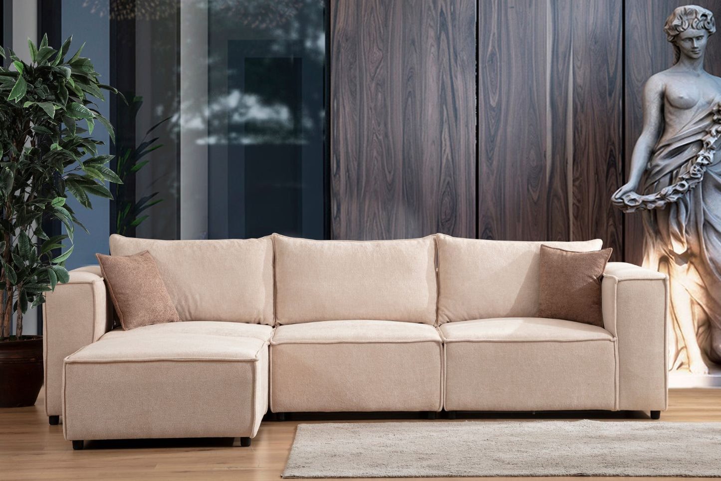 Canapé Elégance Laine Bouclée Modulable 3+1 Pouf