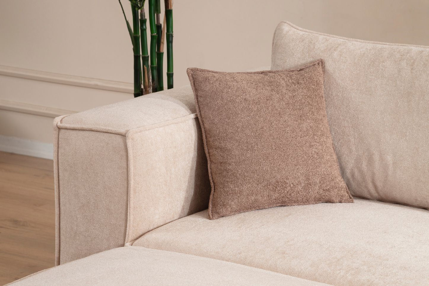 Canapé Elégance Laine Bouclée Modulable 3+1 Pouf