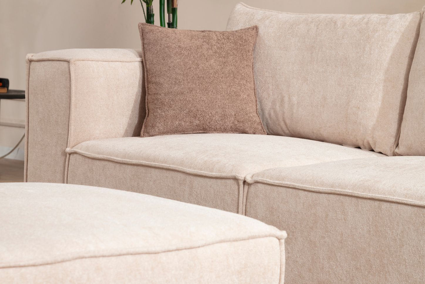 Canapé Elégance Laine Bouclée Modulable 3+1 Pouf