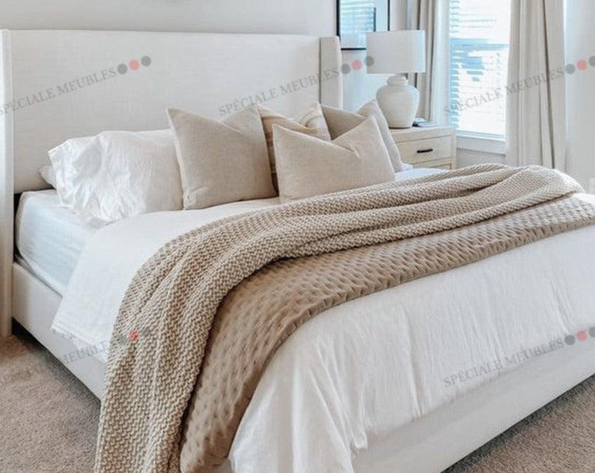 Lit Coffre COCO BLANC ECRU - Velours