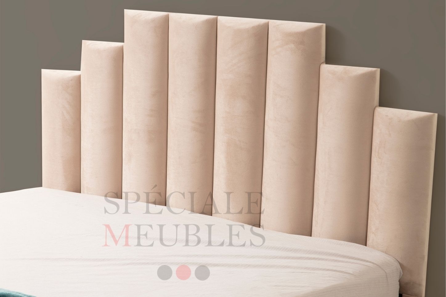 Lit Coffre NATURA BEIGE - Velours