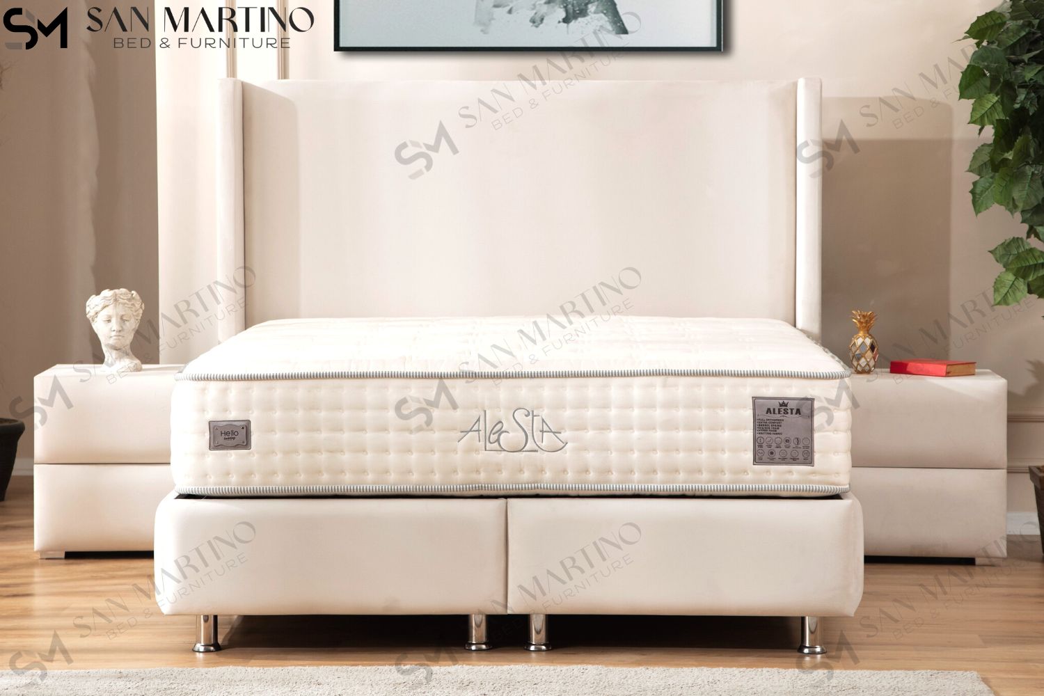 Lit Coffre COCO BLANC ECRU - Velours