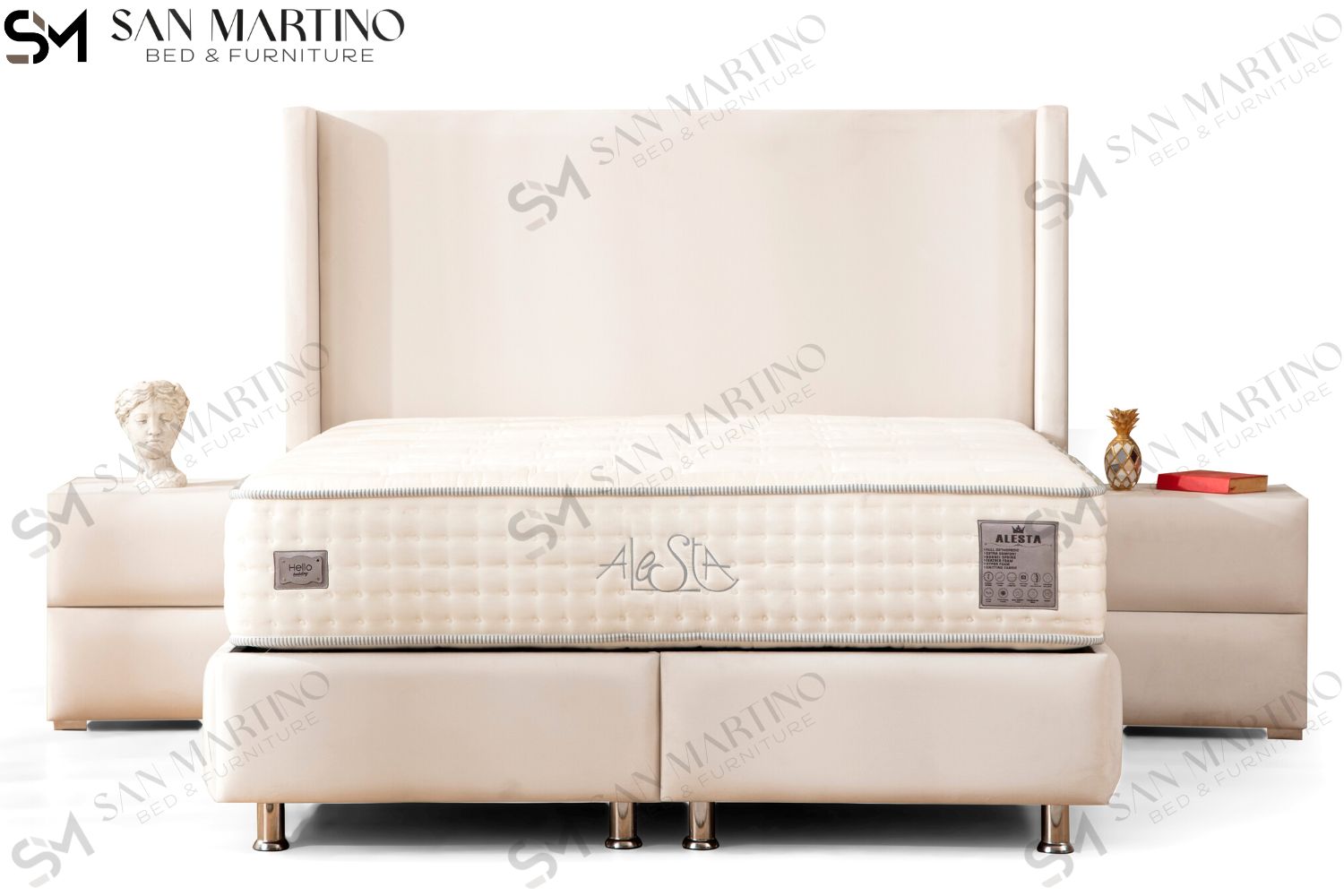 Lit Coffre COCO BLANC ECRU - Velours