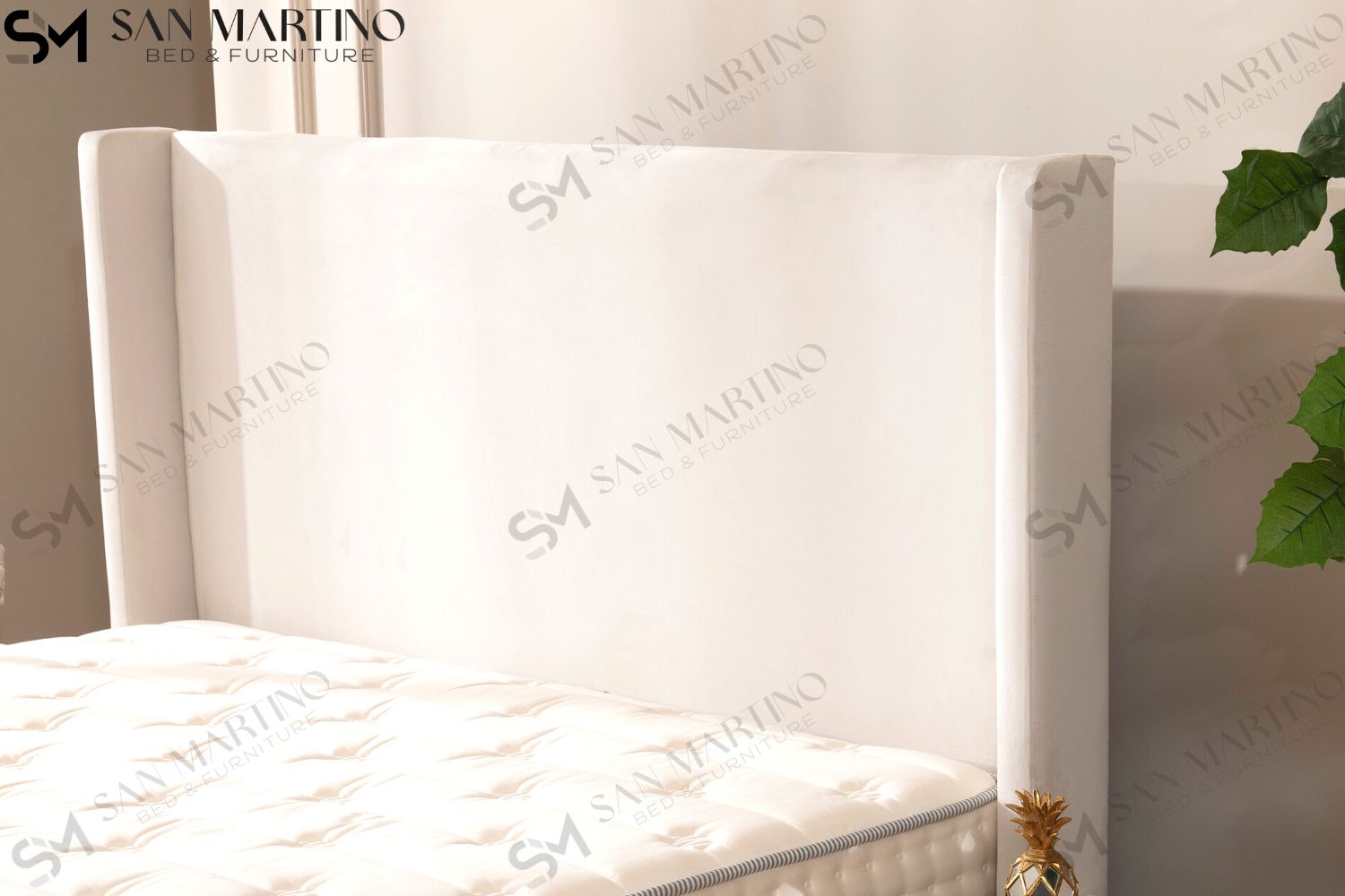 Lit Coffre COCO BLANC ECRU - Velours