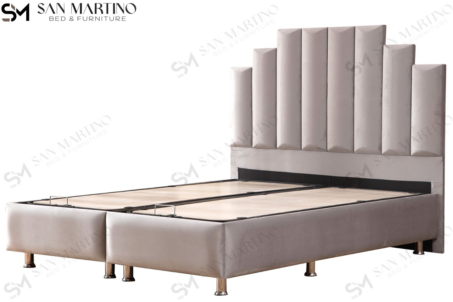 Lit Coffre NATURA GRIS - Velours