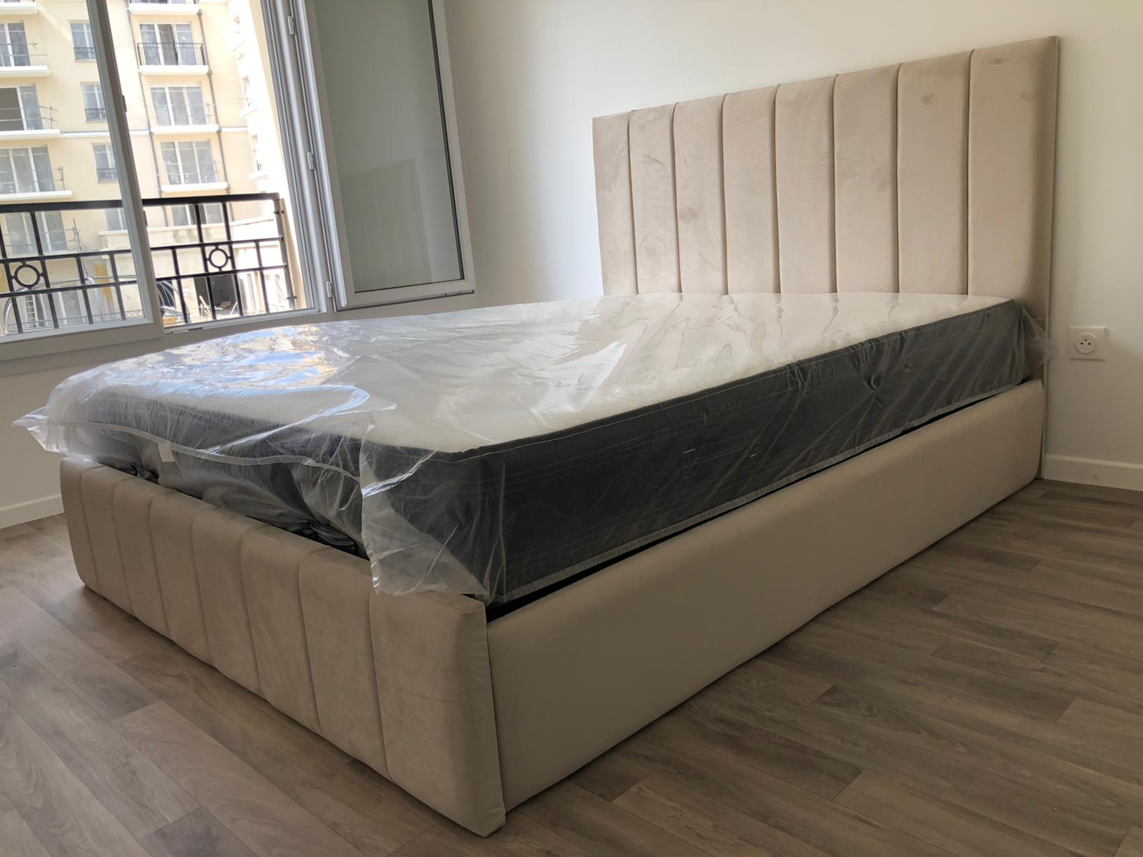 Cadre De Lit POLO BEIGE - Velours