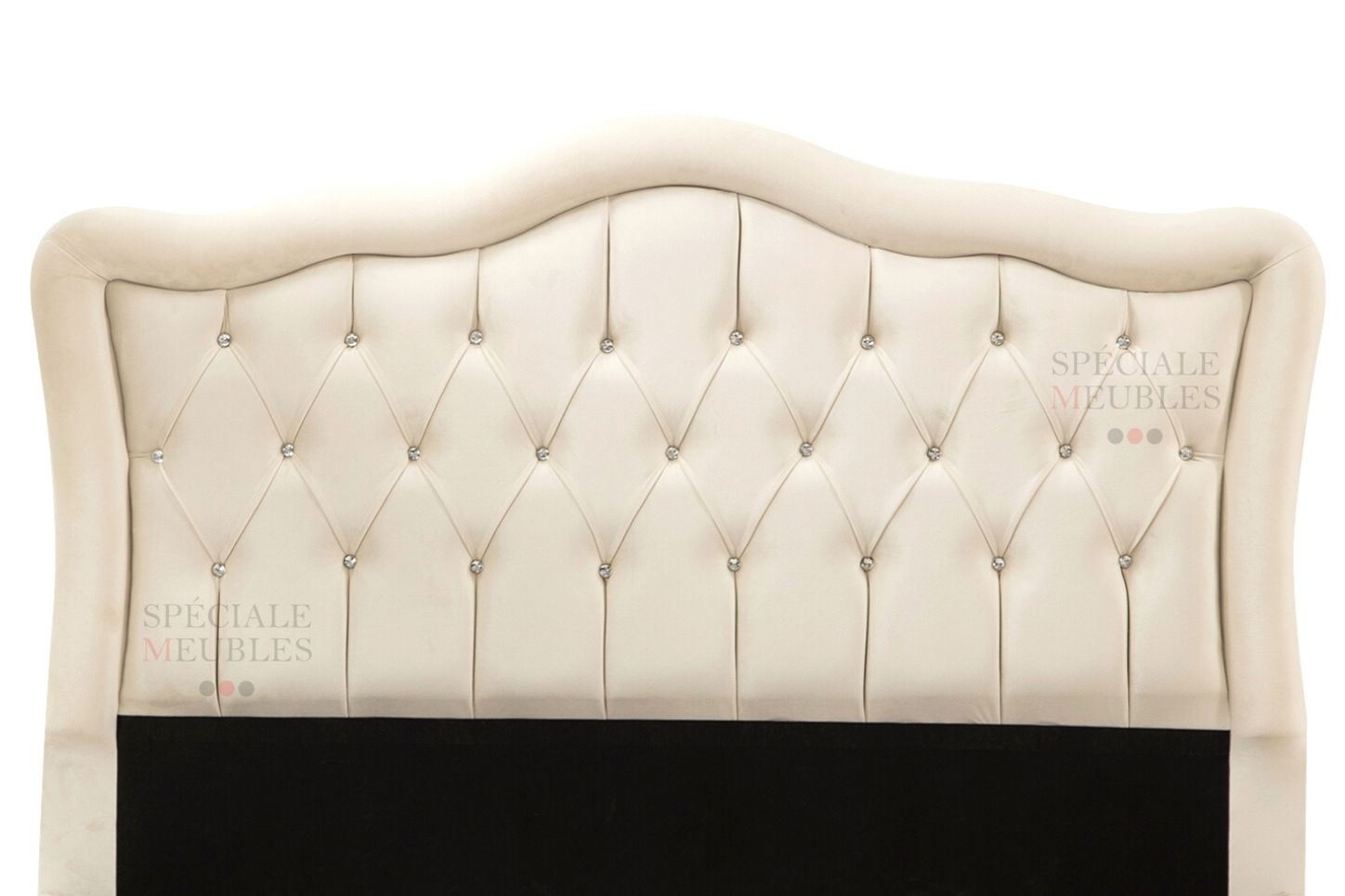 Cadre De Lit VENISE BLANC CASSE - Velours captionné strass