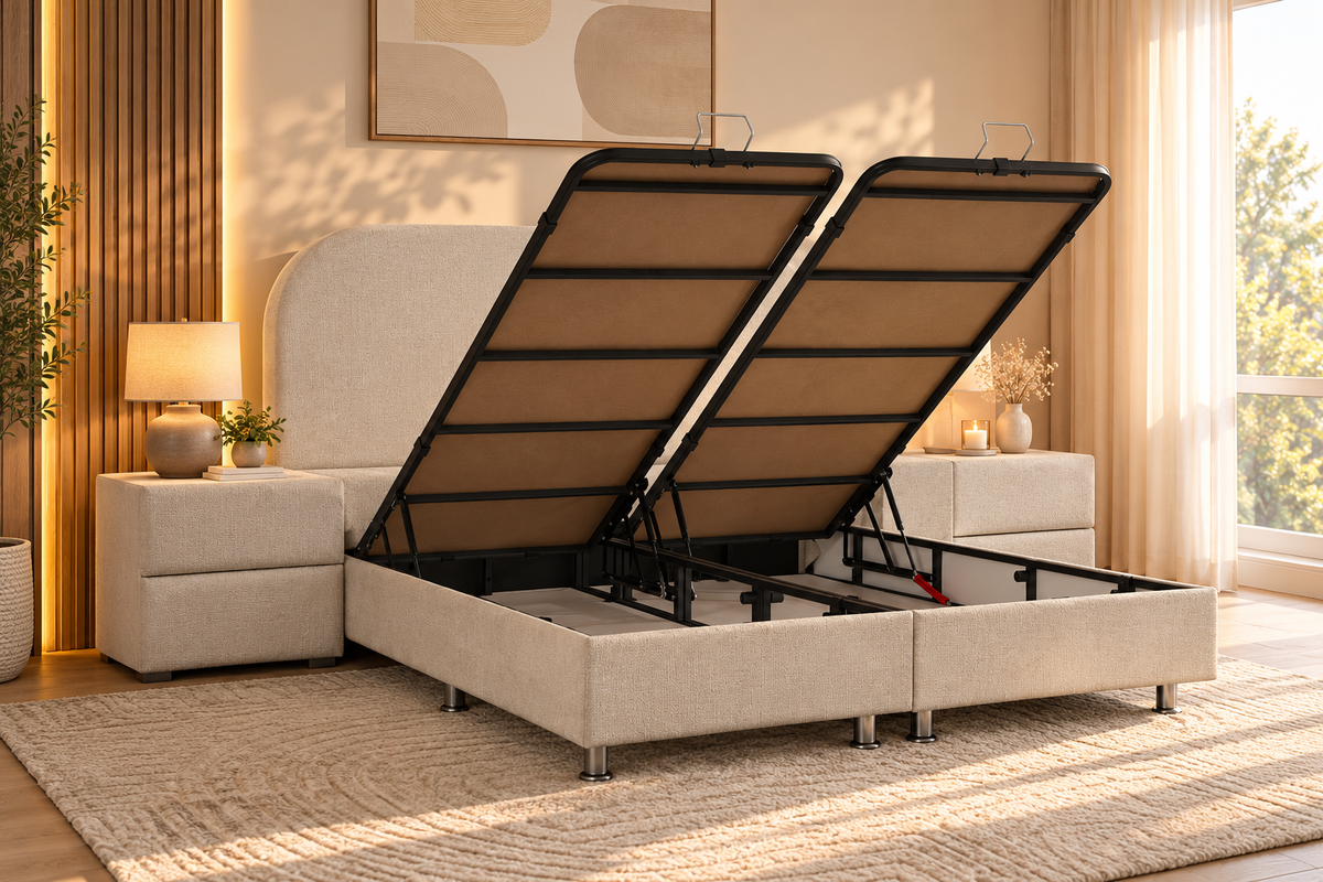 Lit Coffre EDA BLANC CASSE - Chenille